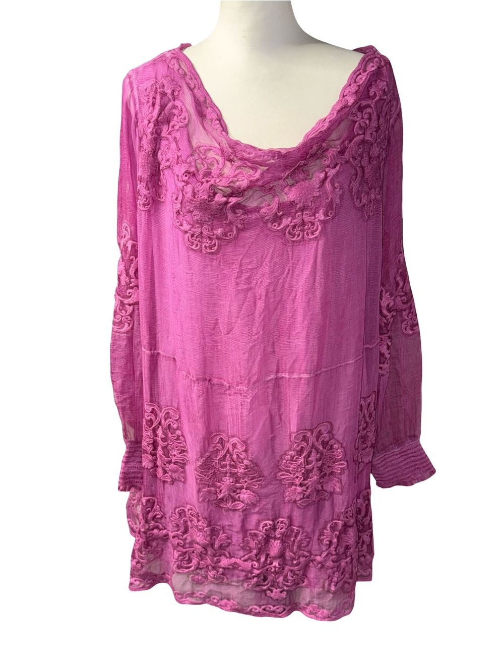 Soft Surroundings Hermosa Silk Tunic Top Dress Womens Size 3X Plumberry NWT $130